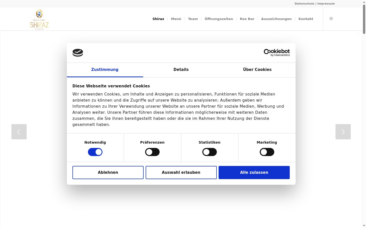 Posnetek zaslona pasice za privolitev, prikazane pred kakršno koli interakcijo