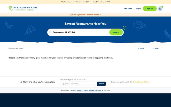 Capture d'écran de restaurant.com