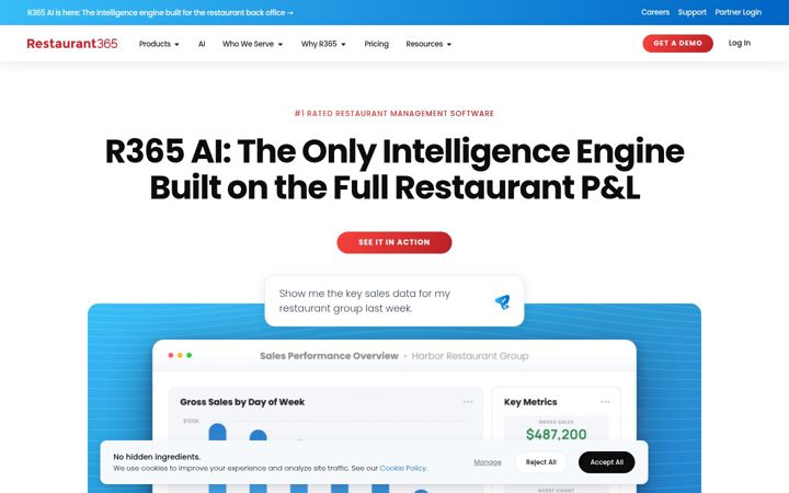 Screenshot of restaurant365.com