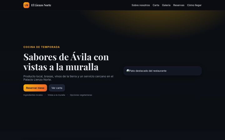 Captura de ecrã de restaurantepalaciolienzonorte.com