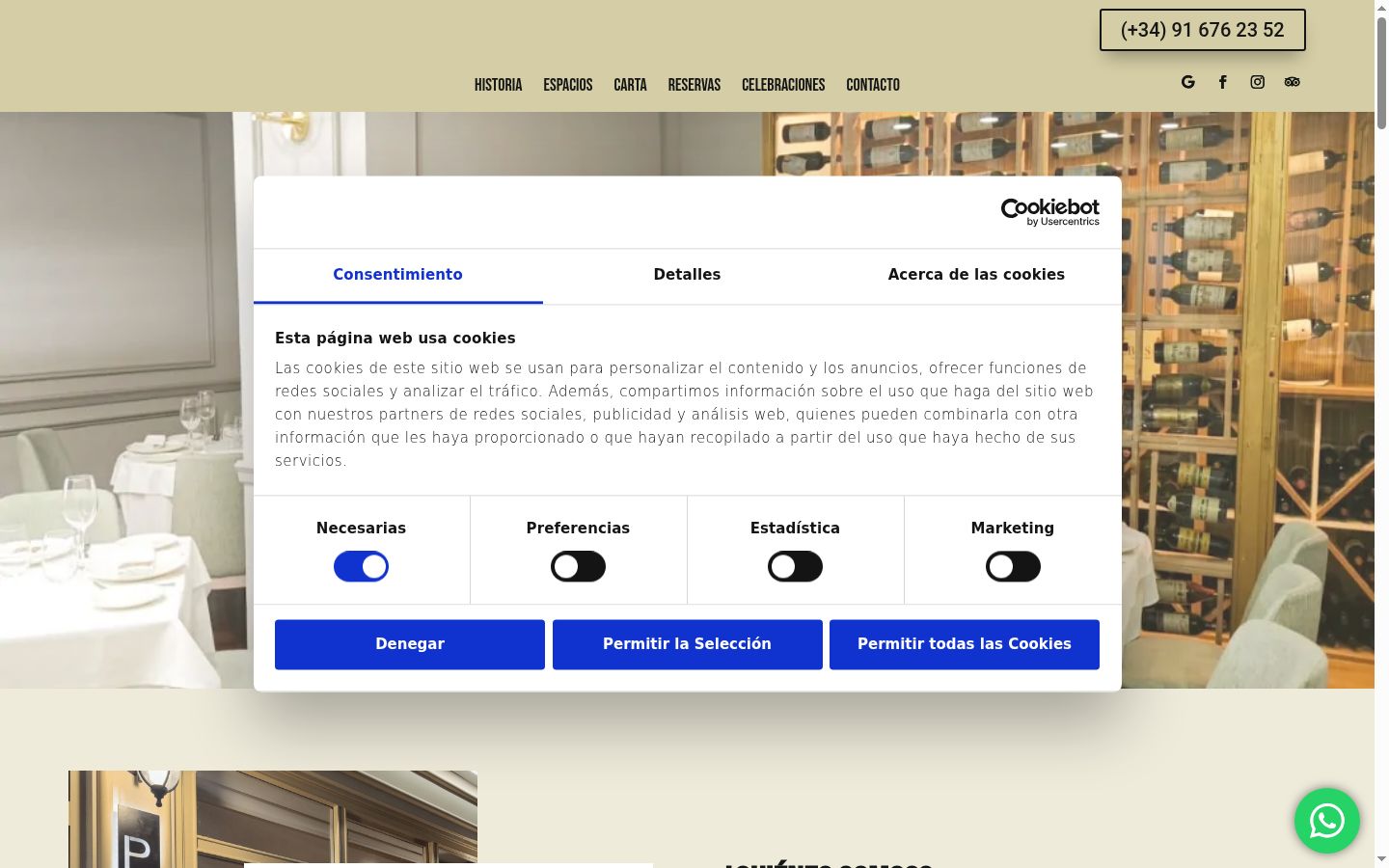 Screenshot of the consent banner shown before any interaction