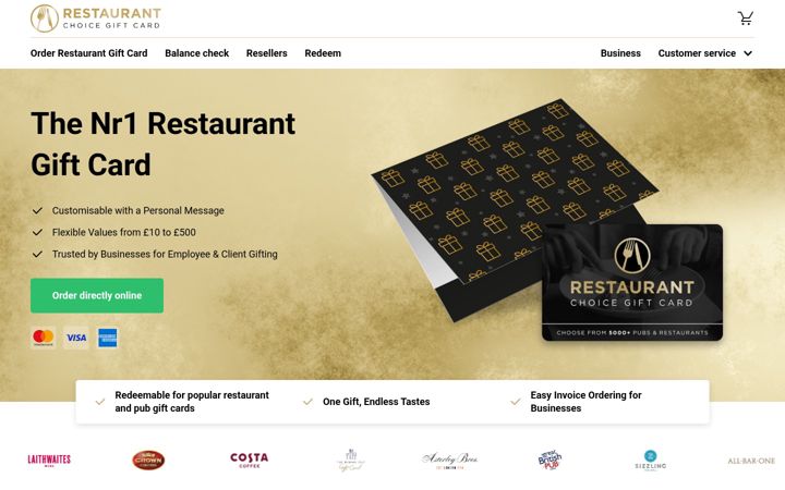 Screenshot of restaurantgiftcard.com