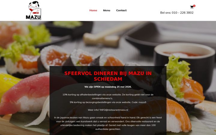 Screenshot stránky restaurantmazu.nl