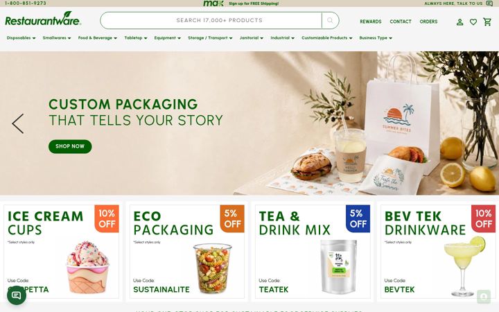 Screenshot of restaurantware.com