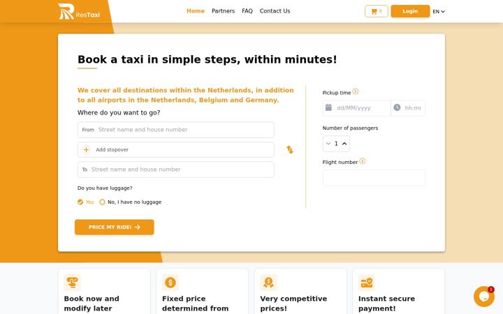 Ekrānuzņēmums no restaxi.nl