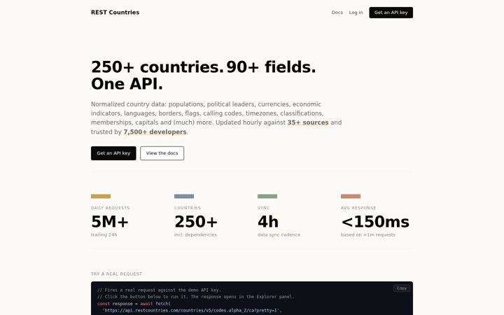 Screenshot of restcountries.com