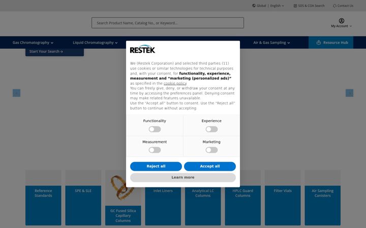 Screenshot of restek.com