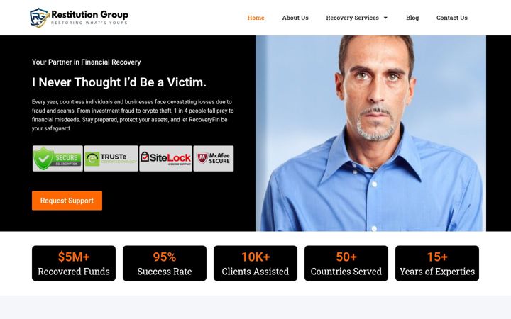 Screenshot ta' restitutiongroup.com