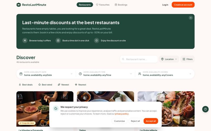 Screenshot of restolastminute.com