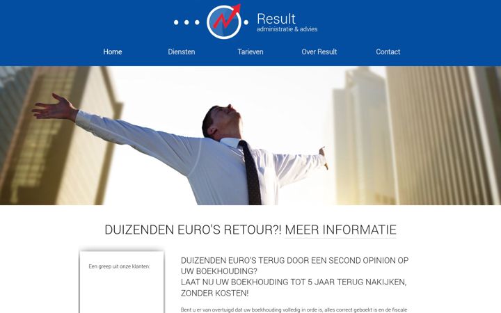 Screenshot of result-administratie.nl