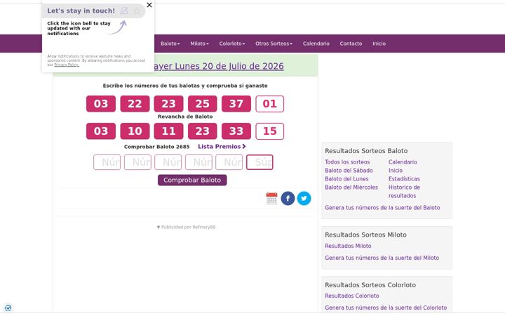 Screenshot of resultadobaloto.com