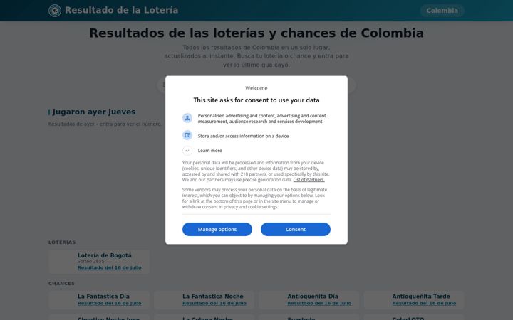 Captura de ecrã de resultadodelaloteria.com