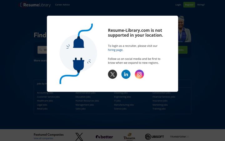 Screenshot of resume-library.com
