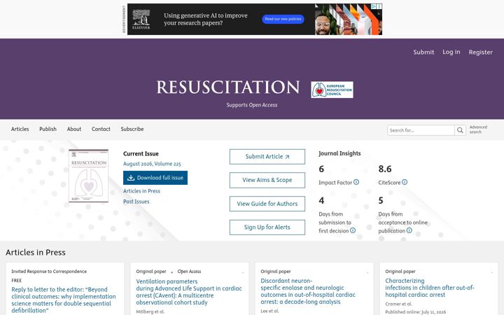 Screenshot of resuscitationjournal.com