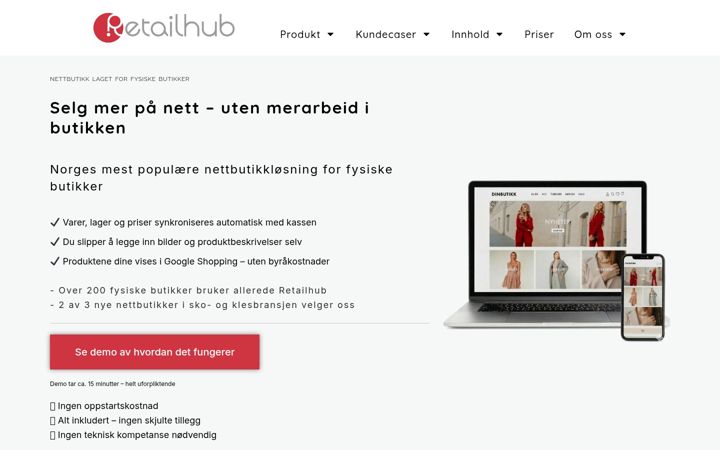 Ekrānuzņēmums no retailhub.no