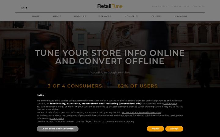 Screenshot of retailtune.com