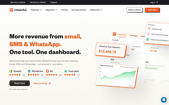 Screenshot of retainful.com
