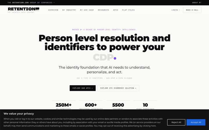 Screenshot of retention.com