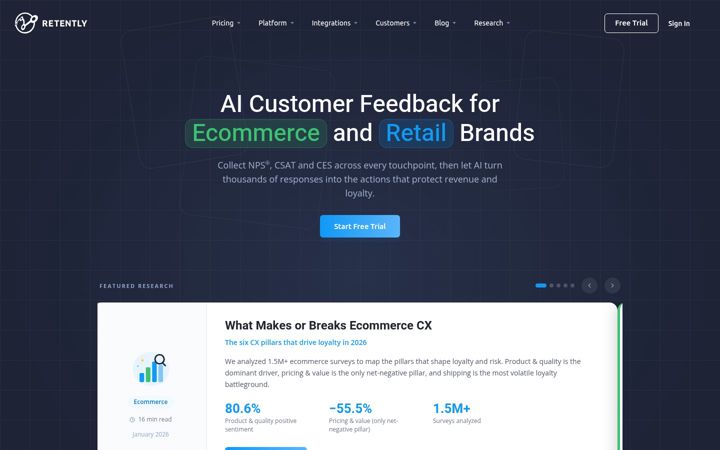 Screenshot of retently.com