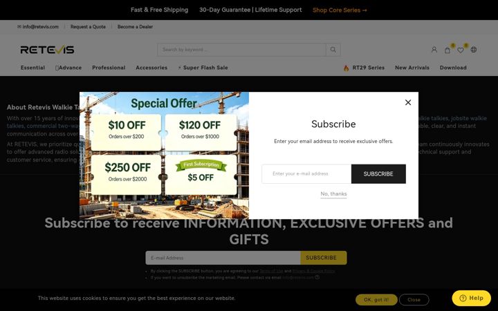 Screenshot of retevis.com