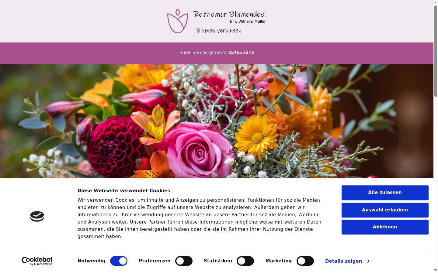 Captura de ecrã do banner de consentimento apresentado antes de qualquer interação