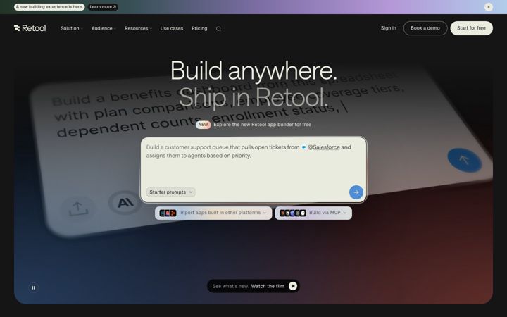 Screenshot of retool.com
