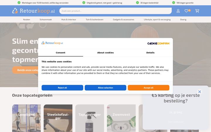 Screenshot von retourkoop.nl