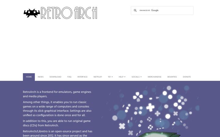Screenshot of retroarch.com