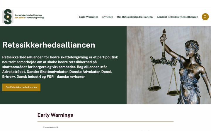 Екранна снимка на retssikkerhedsalliancen.dk