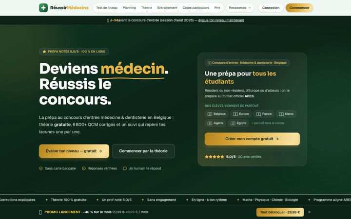 Screenshot of reussirmedecine.com