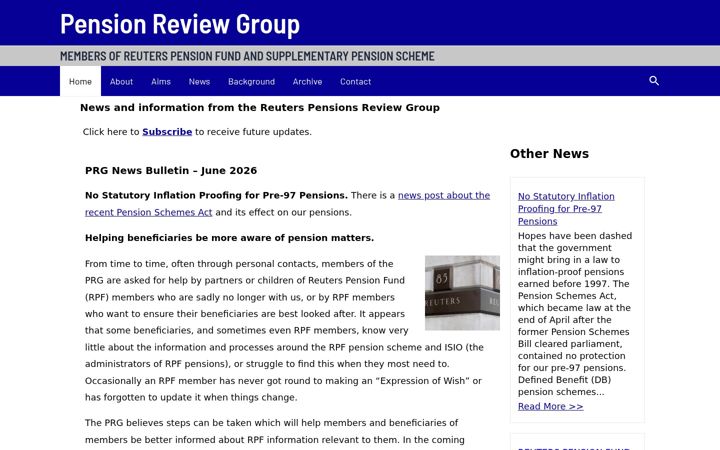 Screenshot of reuterspensioners.org.uk