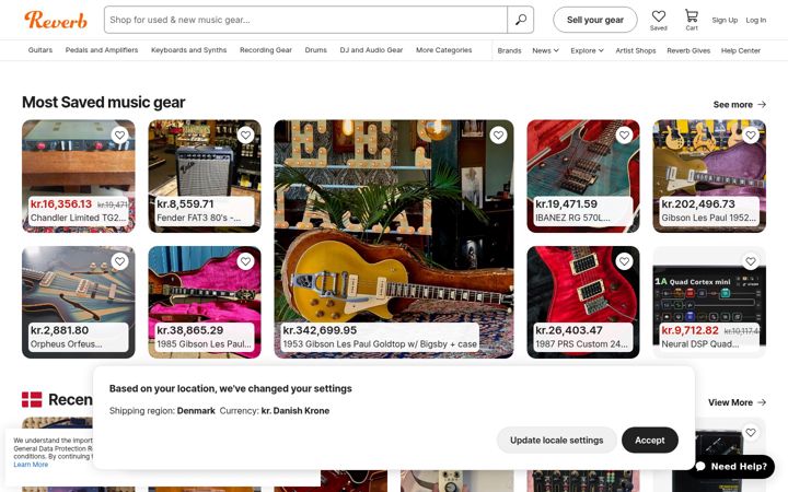 Screenshot ta' reverb.com