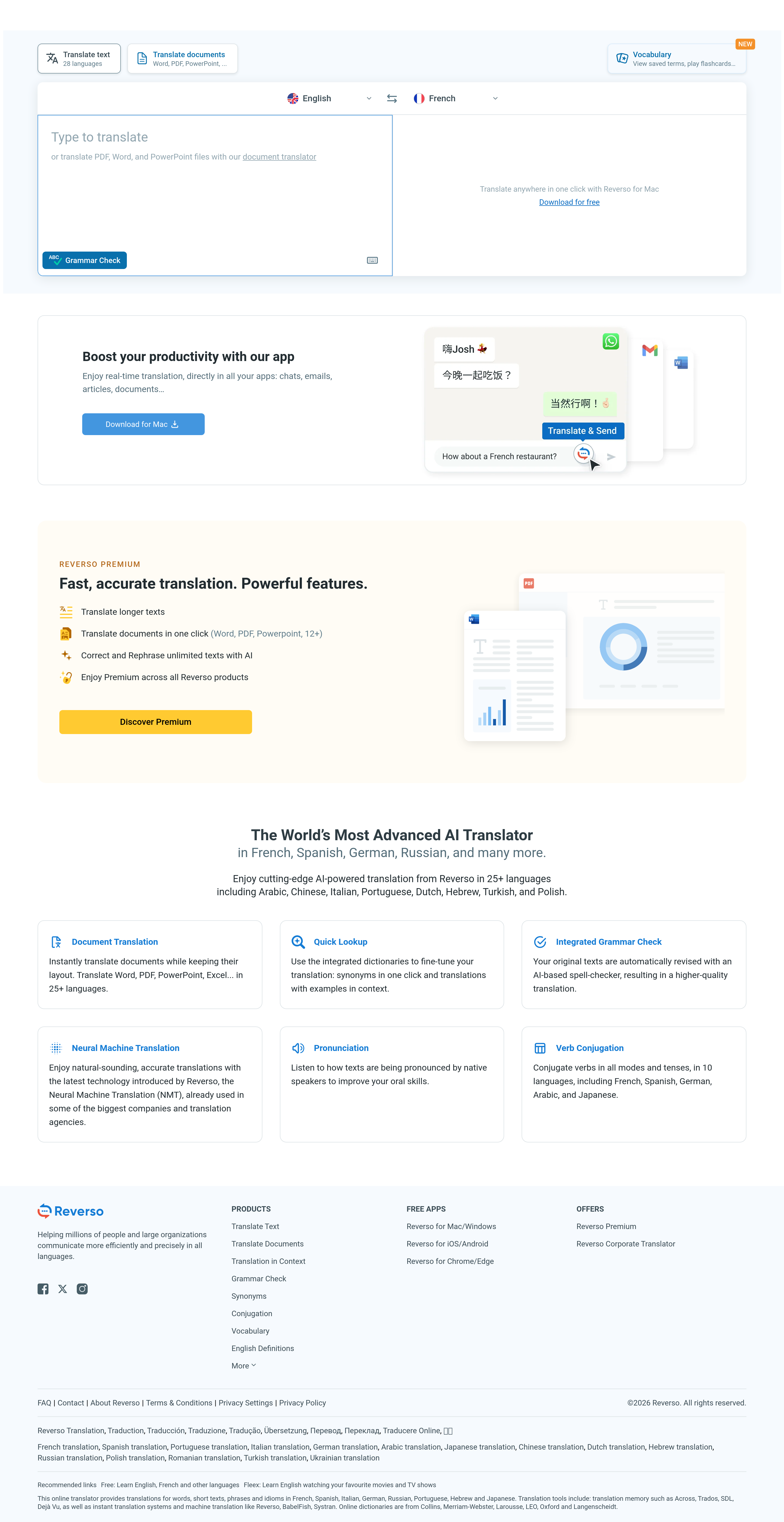 Screenshot of reverso.net