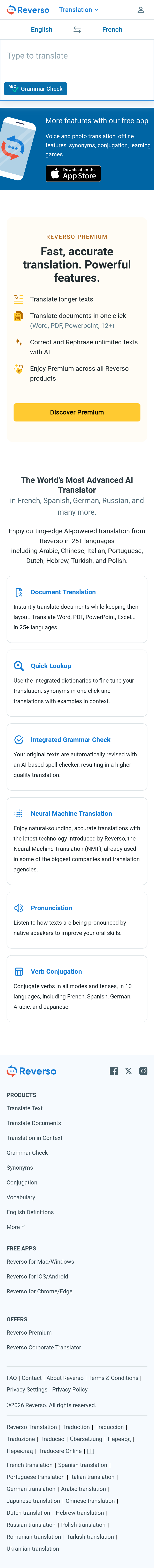 Mobile screenshot of reverso.net