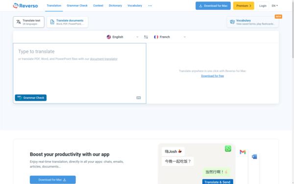 Screenshot of reverso.net