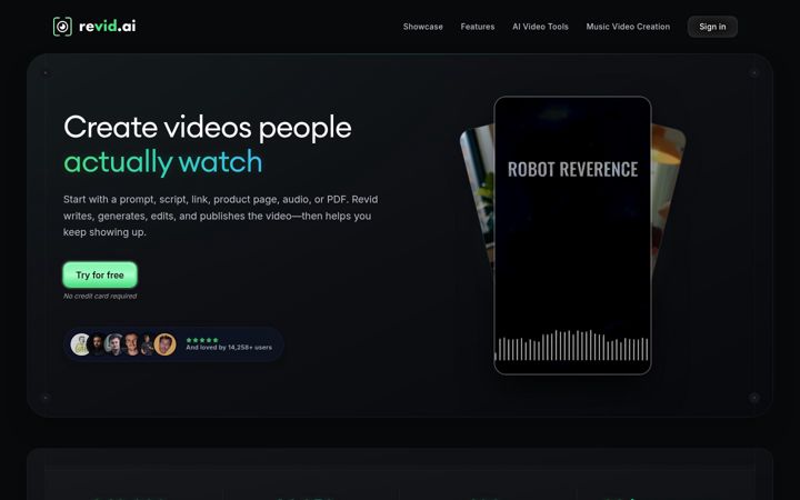 Screenshot of revid.ai