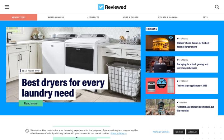 Skjermbilde av reviewed.com