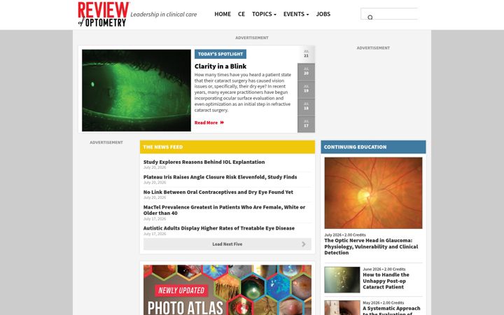 Screenshot of reviewofoptometry.com