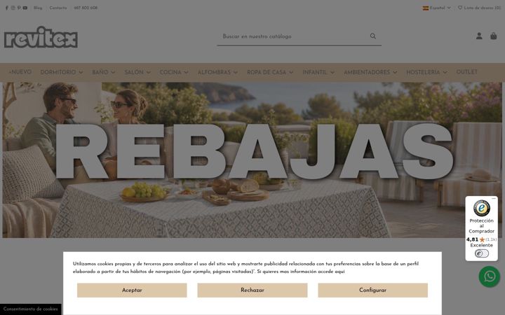 Snímek obrazovky revitex.com