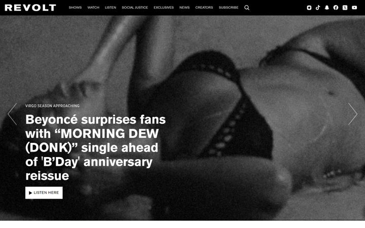 Screenshot of revolt.tv