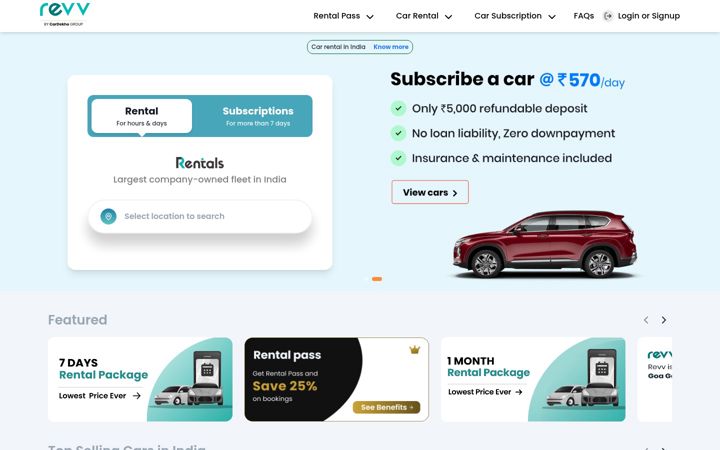 Screenshot of revv.co.in