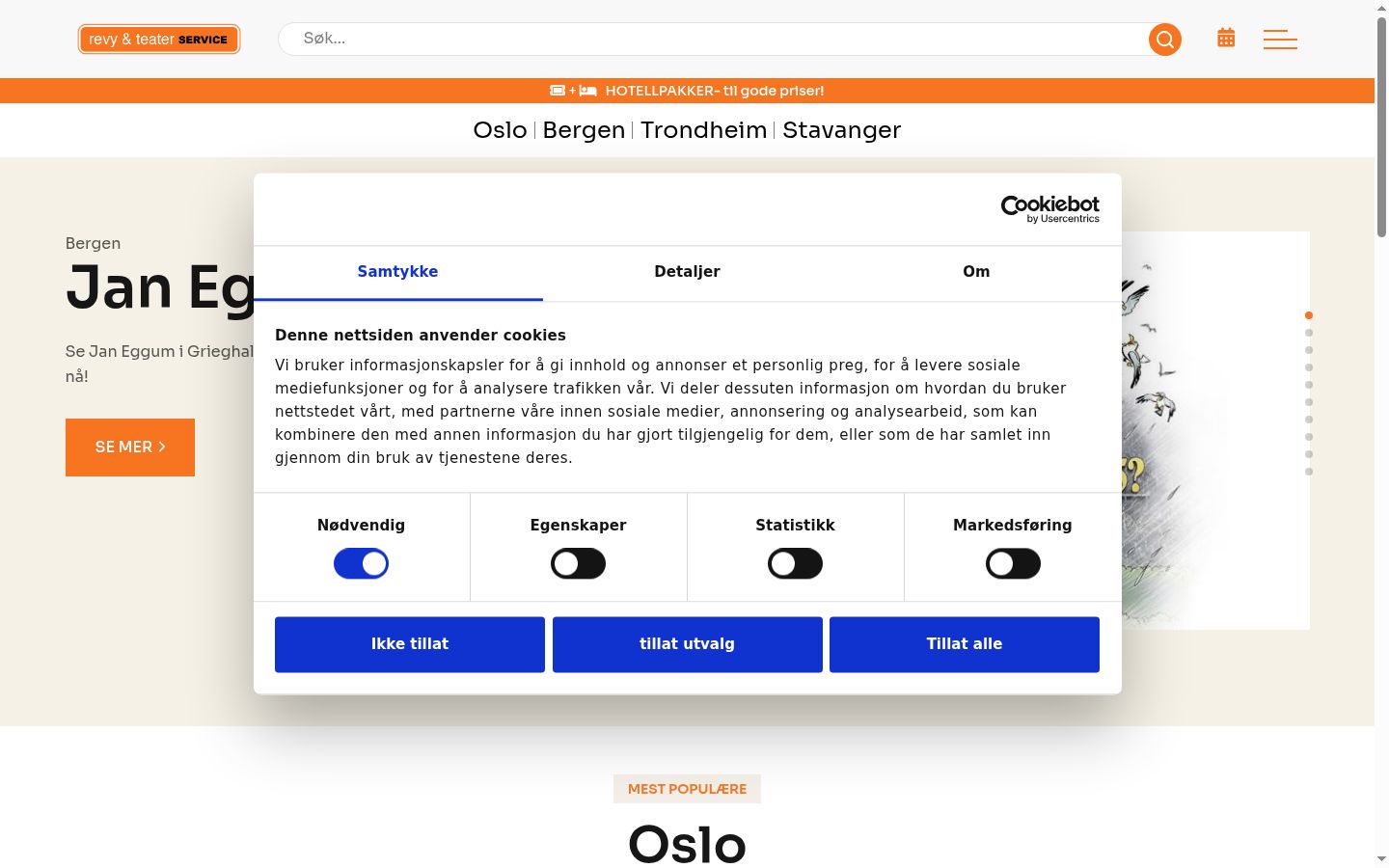 Screenshot del banner di consenso mostrato prima di qualsiasi interazione