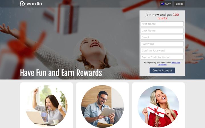 Screenshot of rewardia.com.au