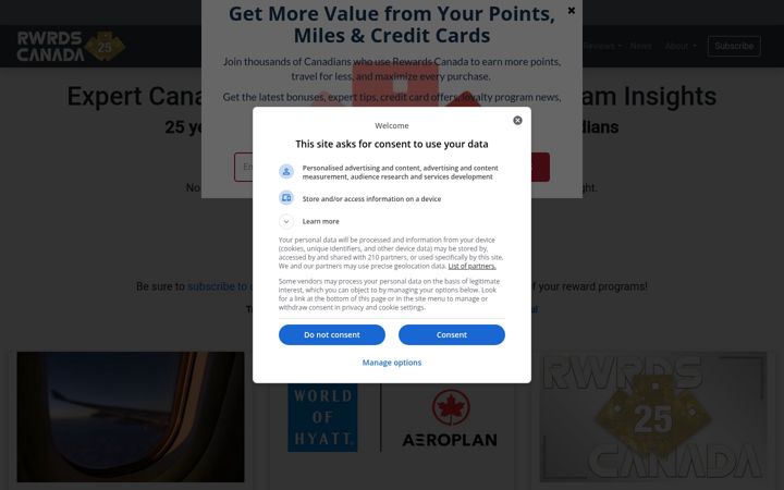 Screenshot of rewardscanada.ca