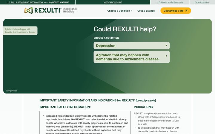 Screenshot of rexulti.com