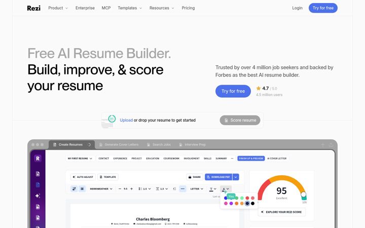 Screenshot of rezi.ai