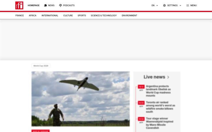 Snímek obrazovky rfi.fr
