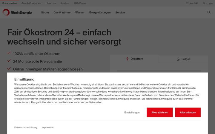 Screenshot του rheinenergie.com