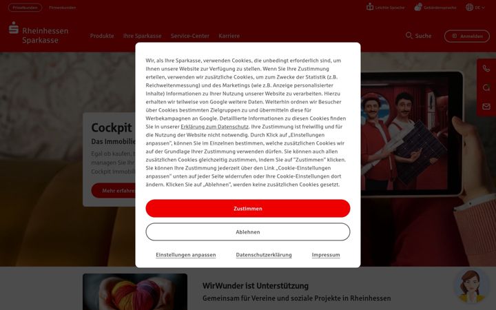 Screenshot of rheinhessen-sparkasse.de