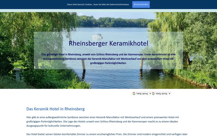 Screenshot of rheinsberger-keramikhotel.de